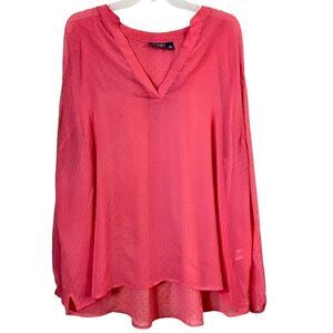 A.N.A Sheer Coral Embellished Blouse Size 1X